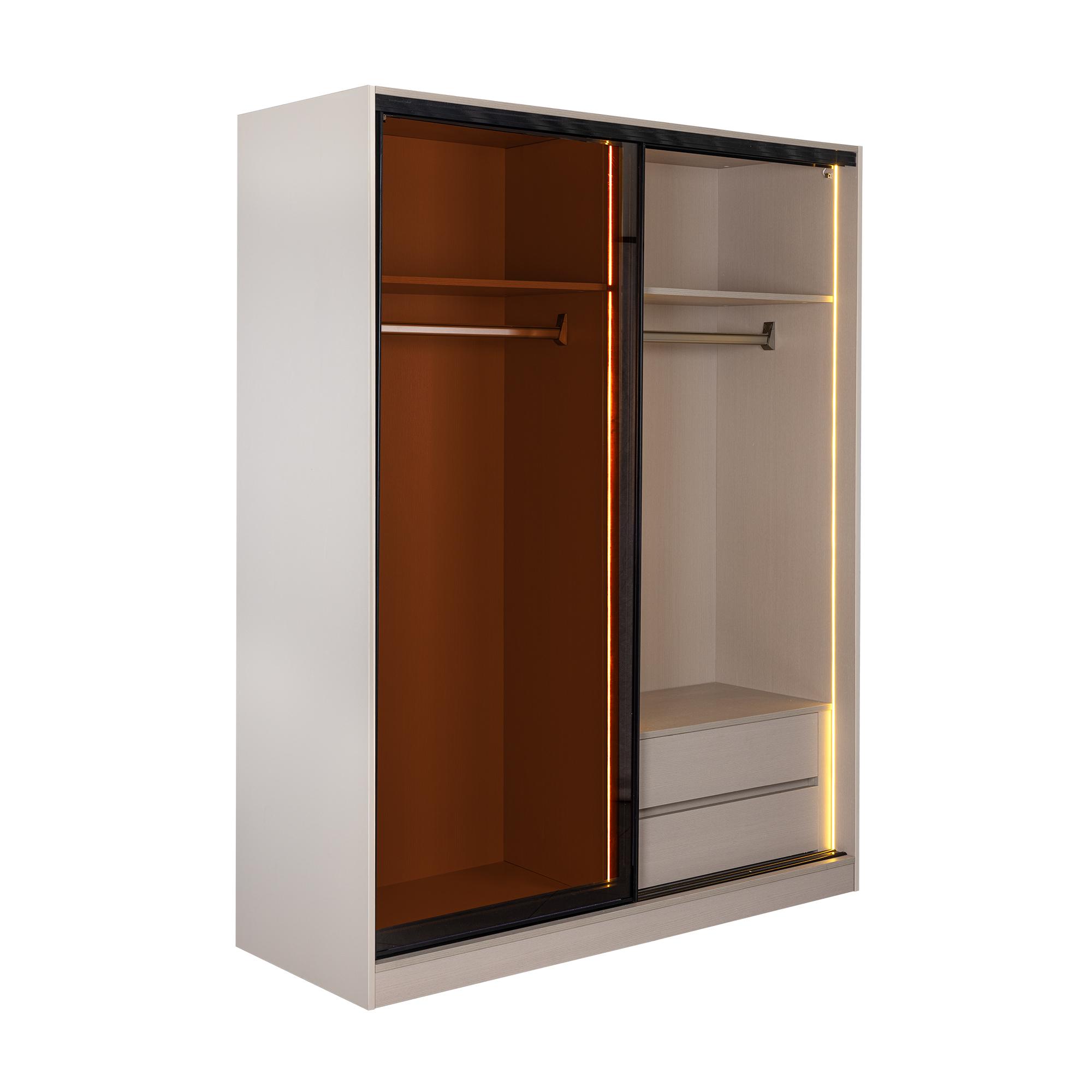 FR Wardrobe with Sliding Tempered Glass 111500 | Furniture Republic